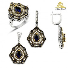 Gümüş Otantik Taşlı Set